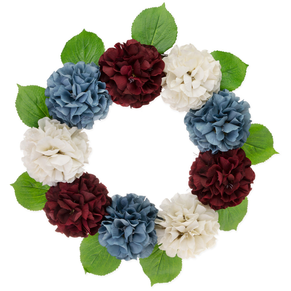 RED WHTE BLUE HYDRANGEA WREATH