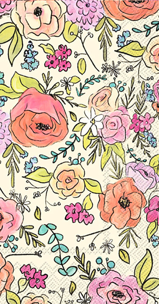 Flower Party Guest Towel Cream