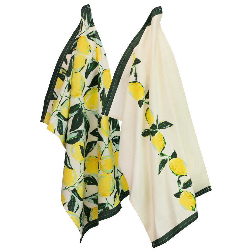 PAINTERLY LEMONS TEA TOWELS S/