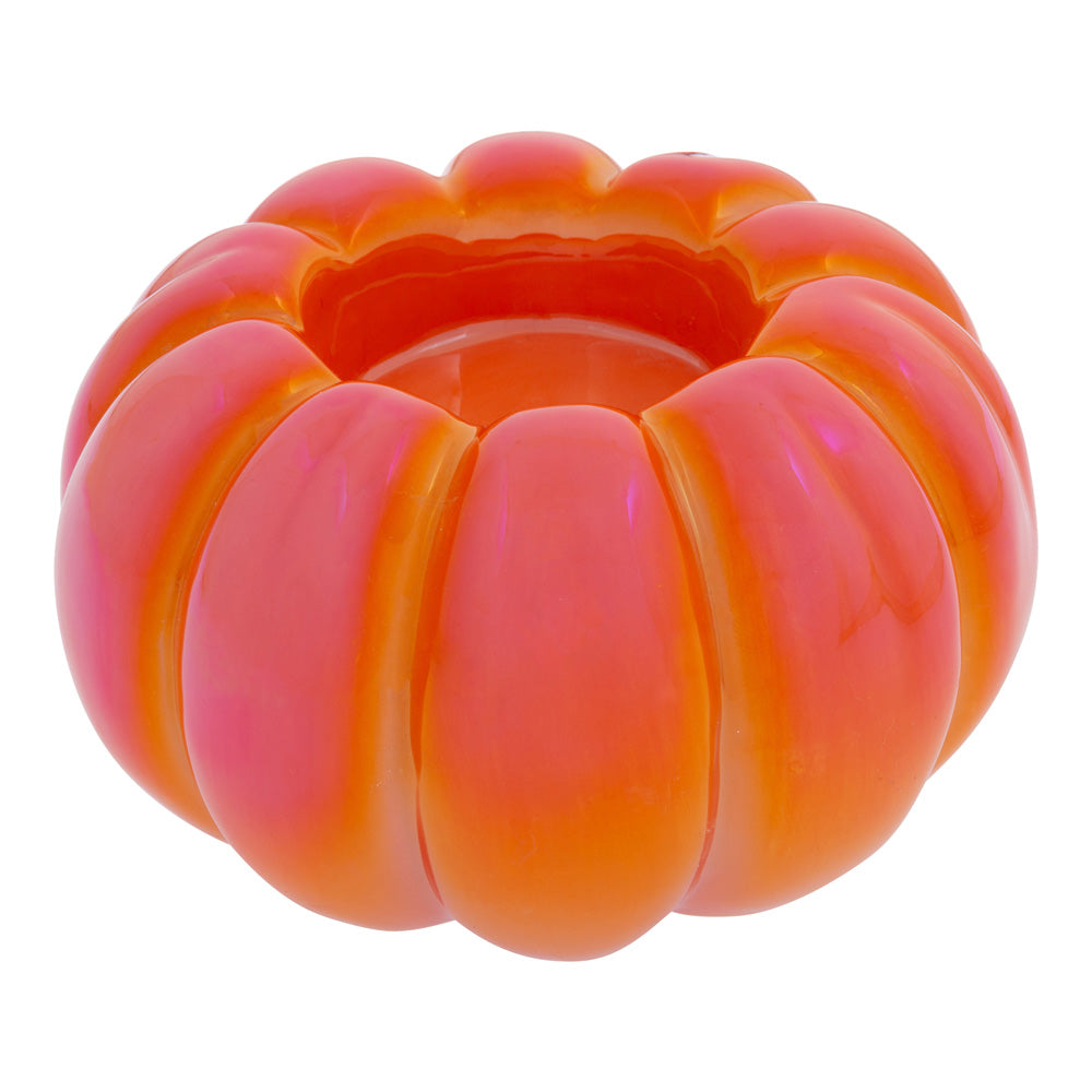 LUSTROUS ORANGE PUMPKIN TEALIGHT HOLDER