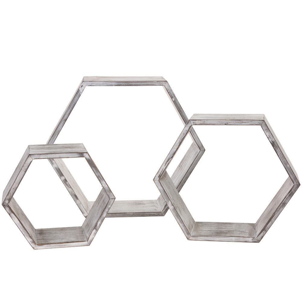 White Hexagon Nesting Shelves (Set Of 3)