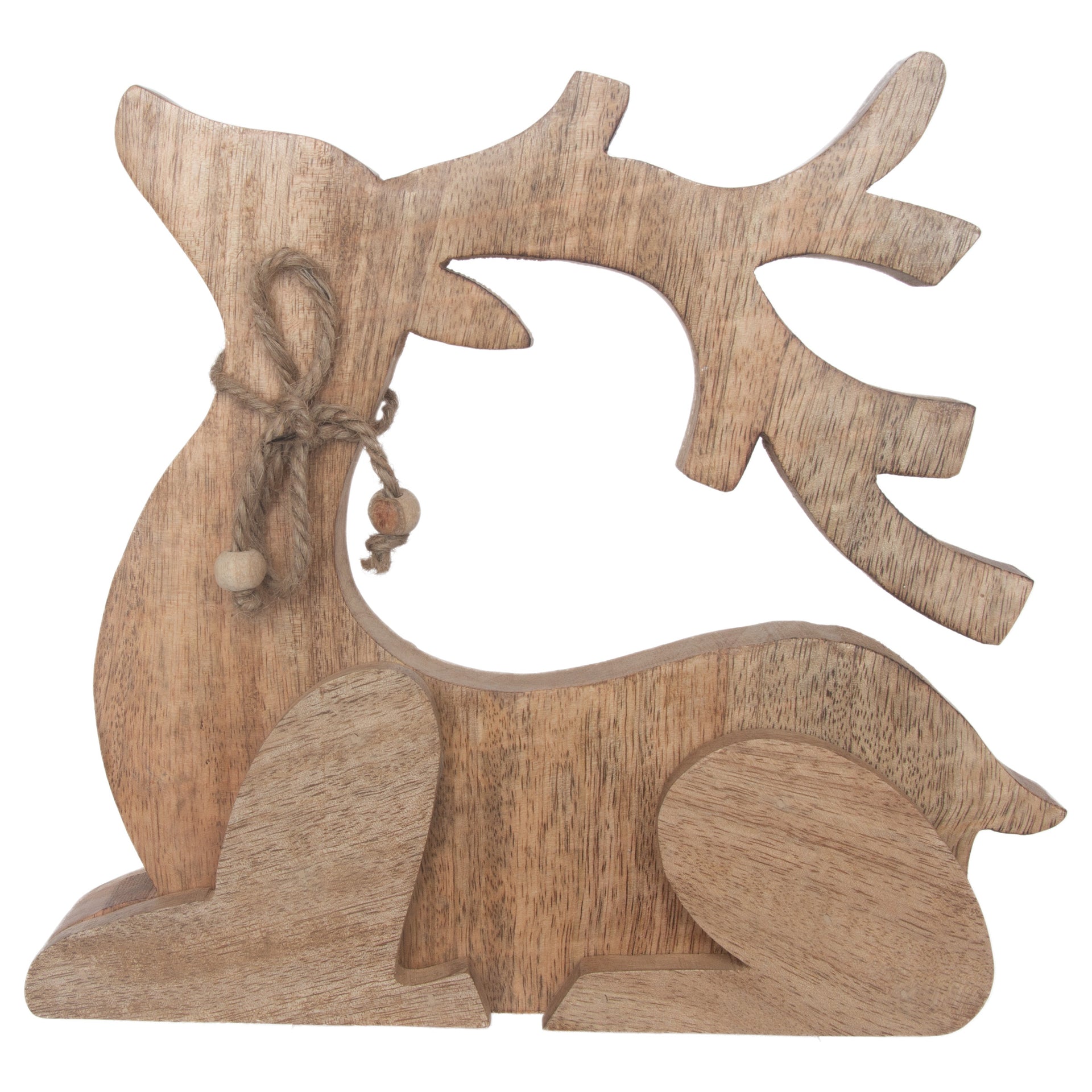 Natural Wood Deer Sitting
