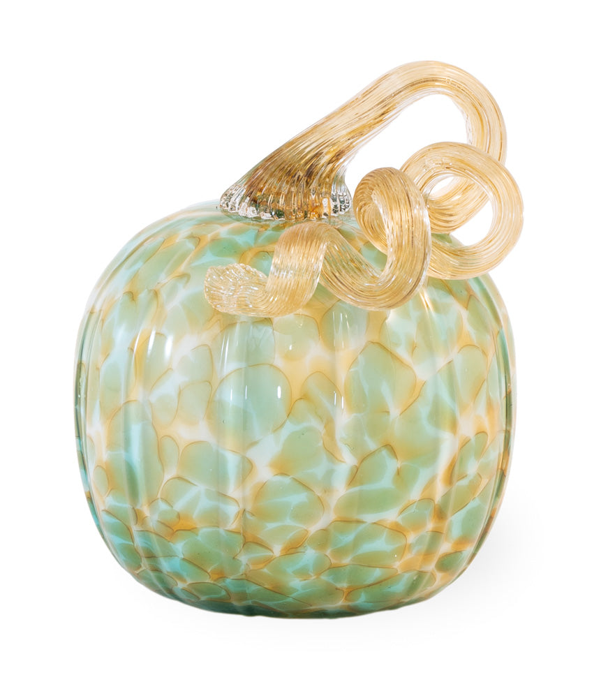 Small Green and Gold Glass Pumpkin