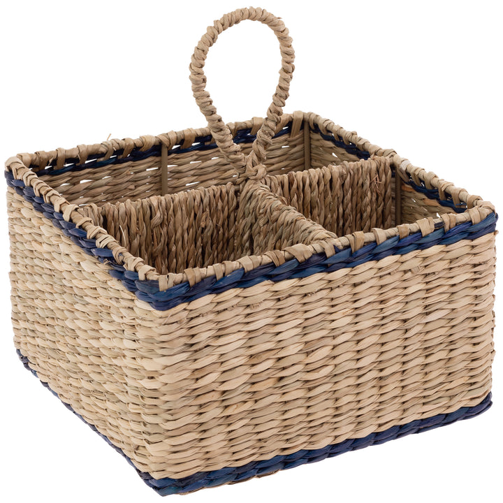 Seagrass and Navy Utensil Caddy