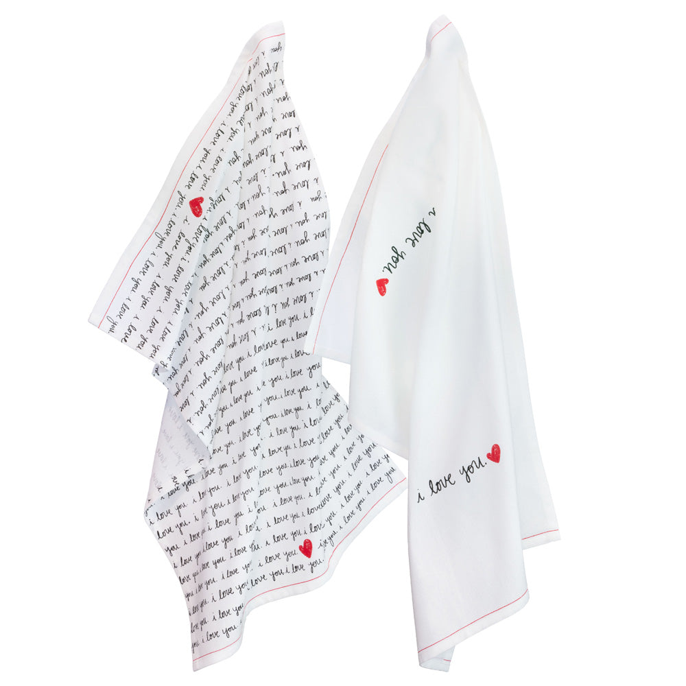 HANDWRITTEN HEART TEA TOWEL S/2