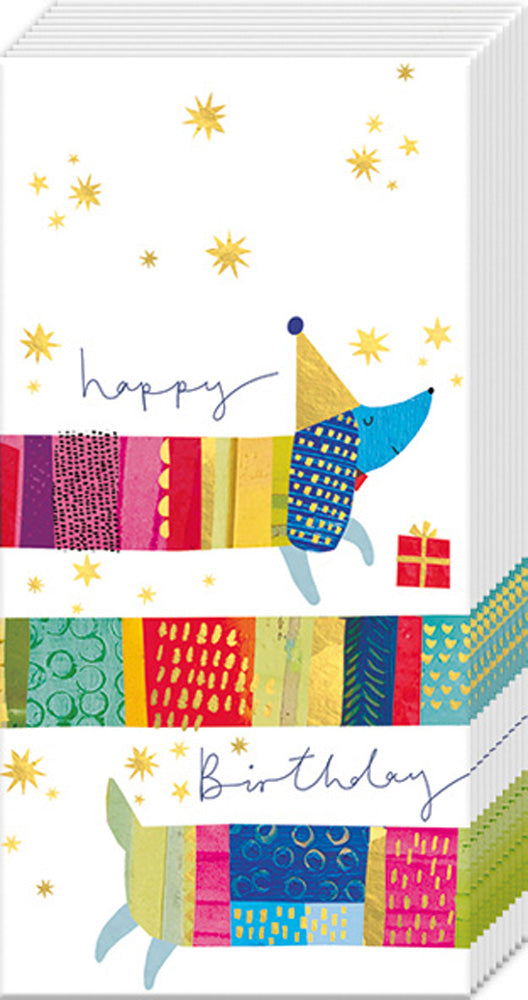 Birthday Dog Pocket Tissue Blue