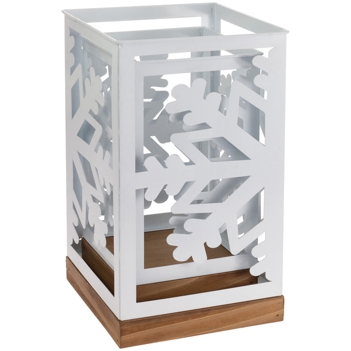 White Metal Snowflake Lanterns (Set of 2)