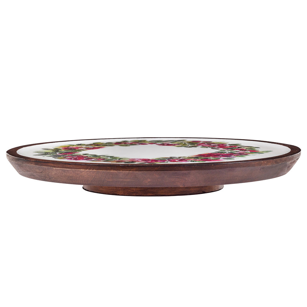 14" CRANBERRY WREATH LAZY SUSAN