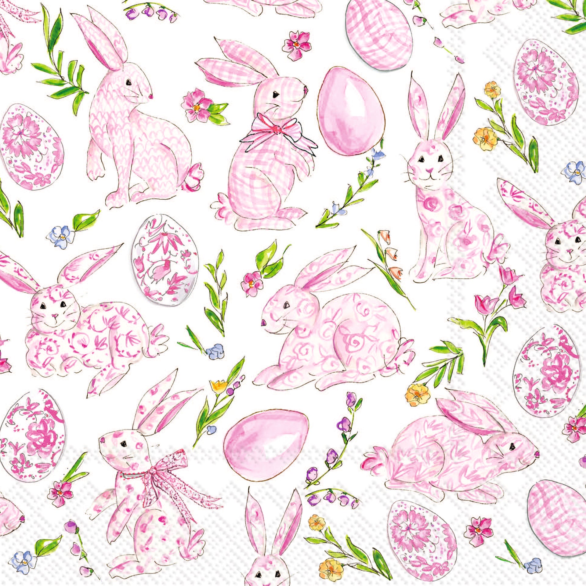 Pink Bunny Floral Lunch Napkin