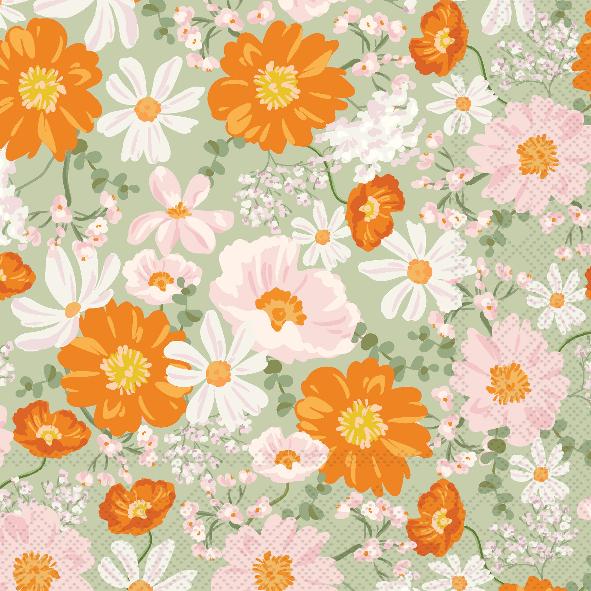 Bouquet Beauty Lunch Napkin sage