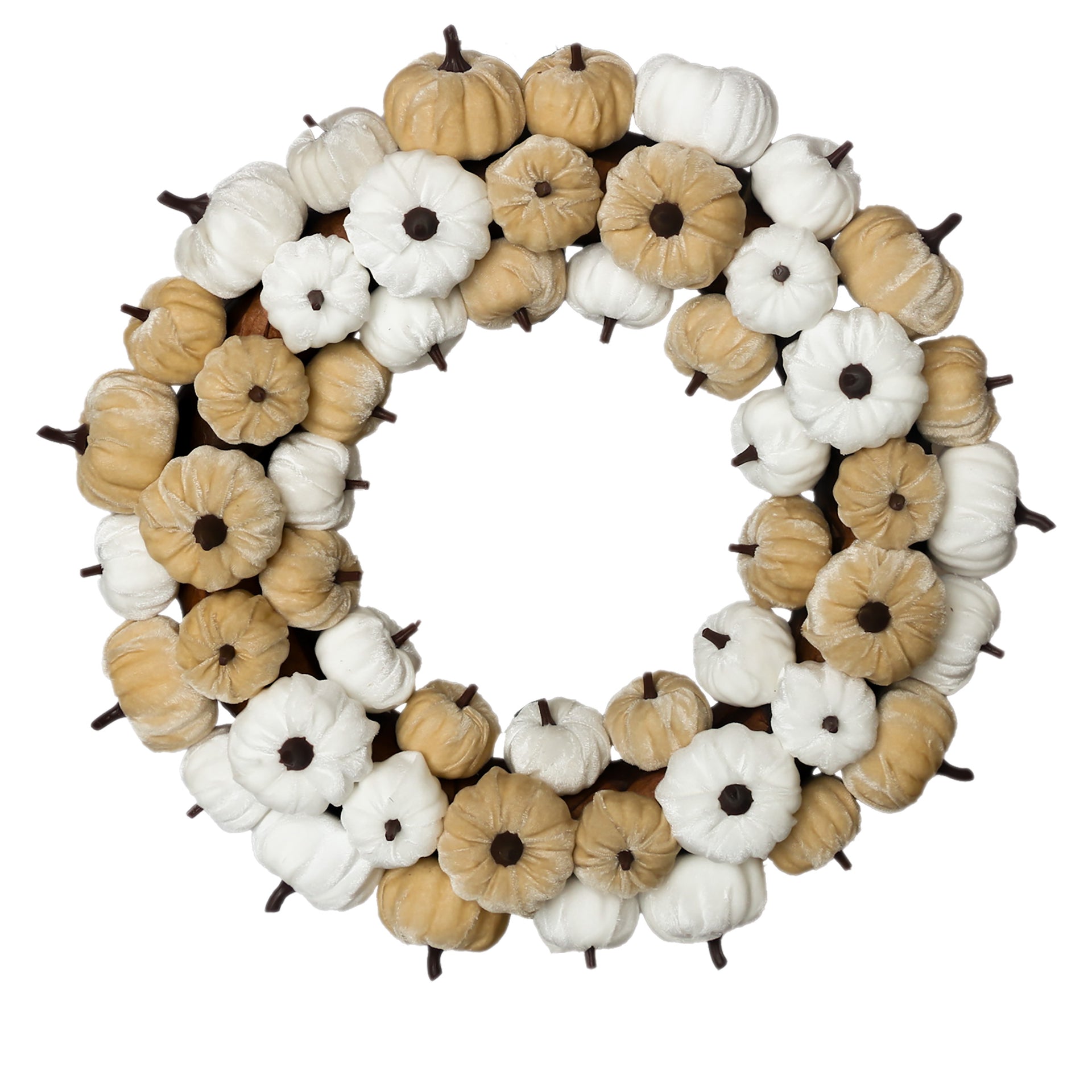 Felted Pumpkin Wreath White and Cream