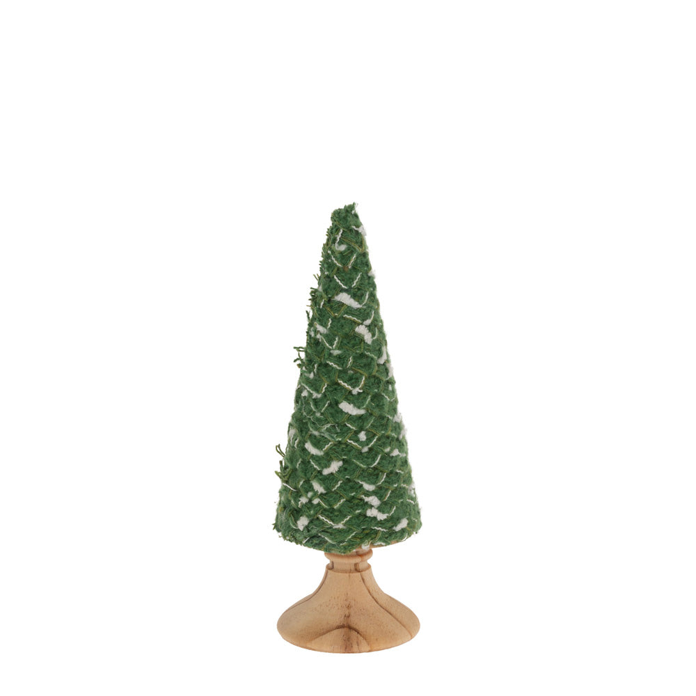 Small Wool Green and White Cone Tree