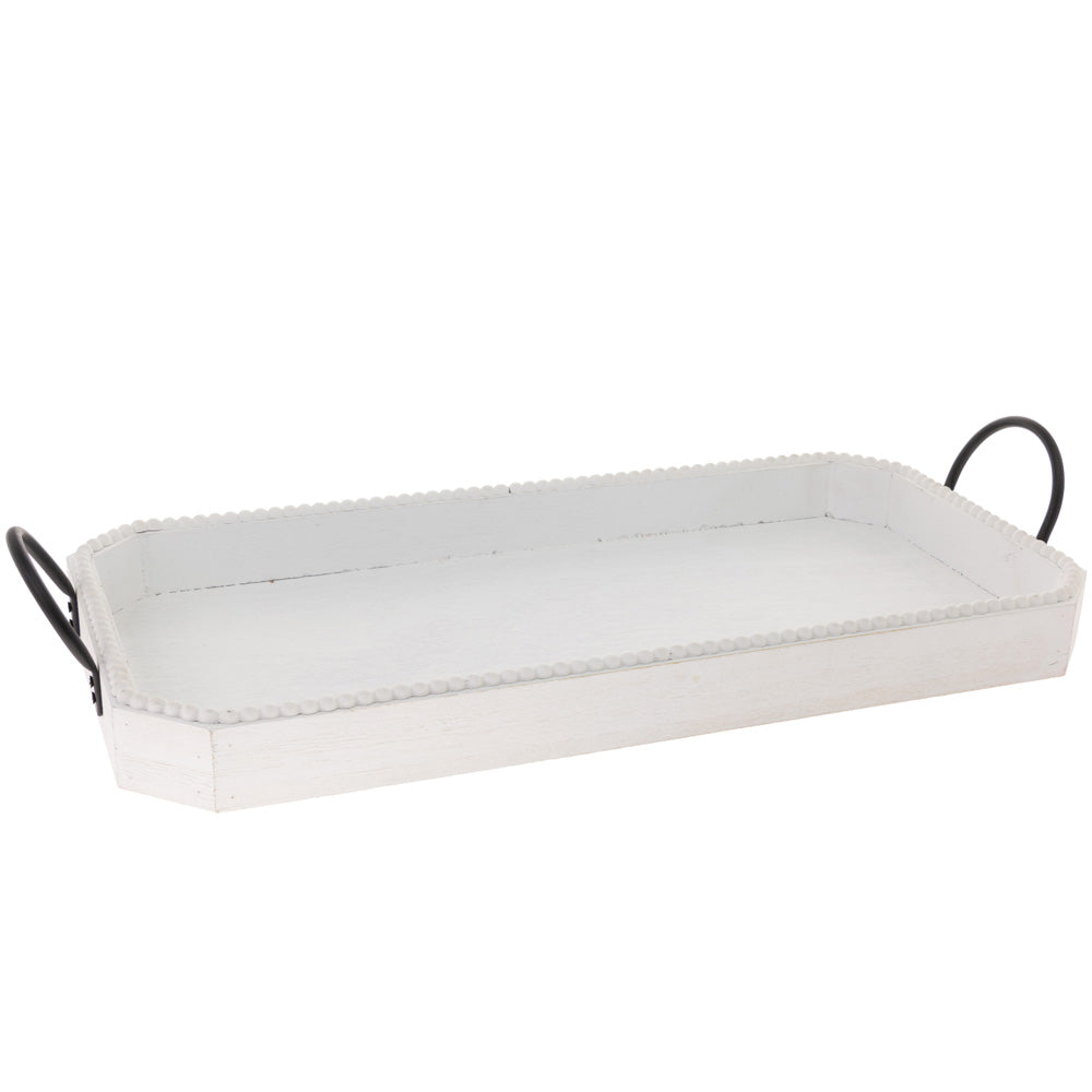 White Trays With Bead Edge (Set of 2)