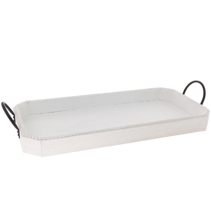 White Trays With Bead Edge (Set of 2)
