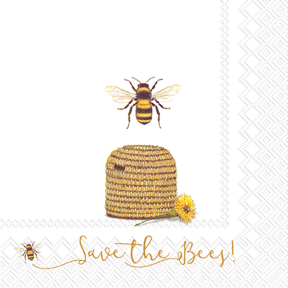 Save The Bees Lunch Napkin White