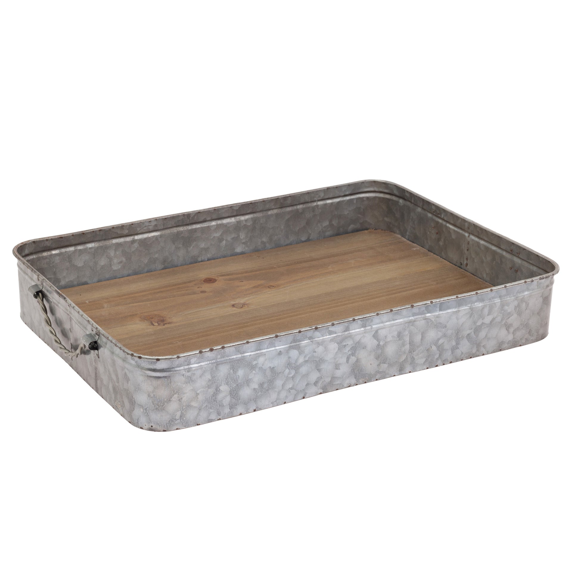 WOOD & METAL RECTANGLE TRAY