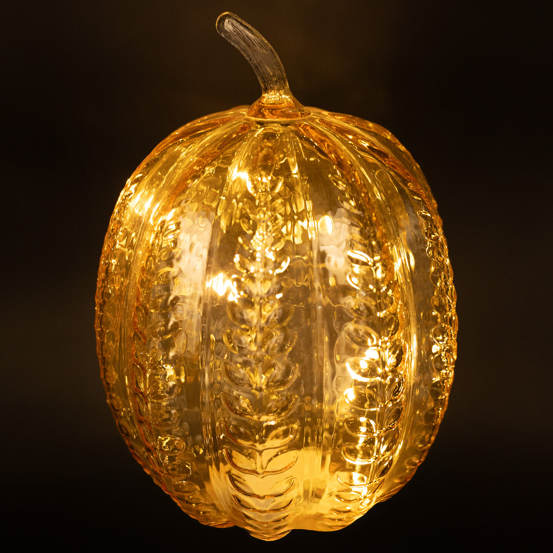 Apple Cider Wheat Embossed Glass Pumpkin