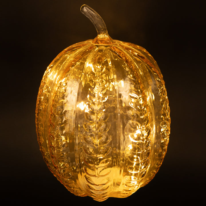 Apple Cider Wheat Embossed Glass Pumpkin