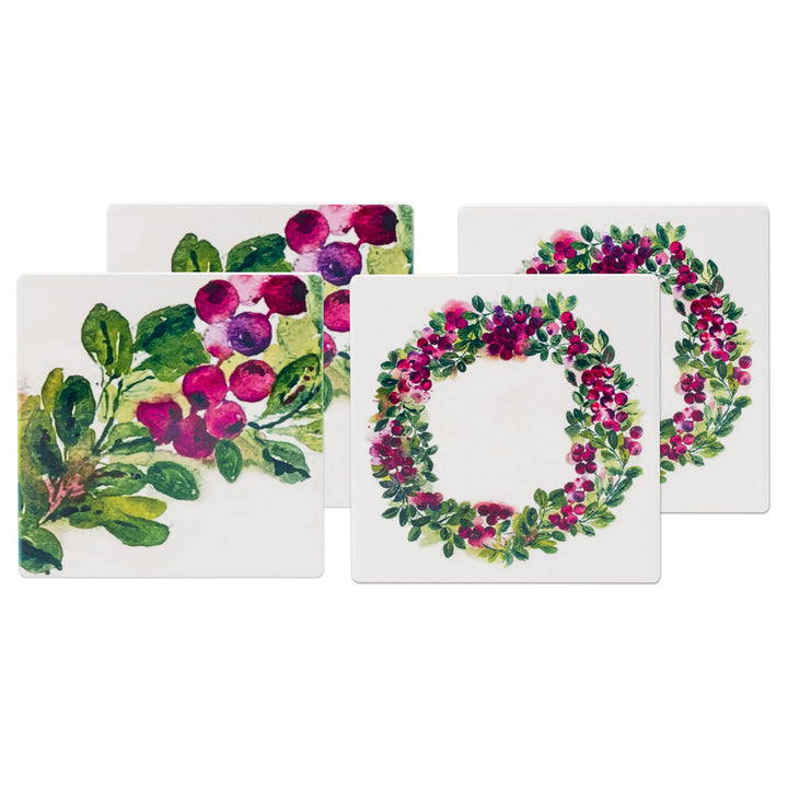 Cranberry Wreath Coasters