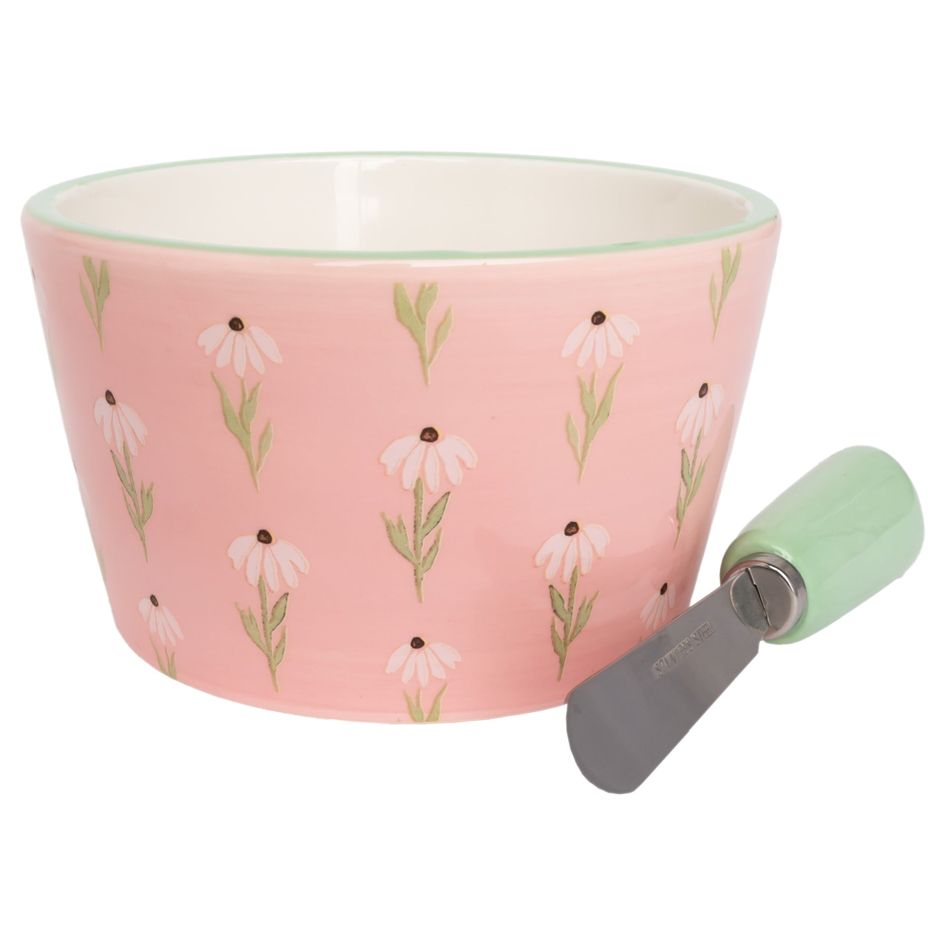 Pink Daisy Bowl and Spreader