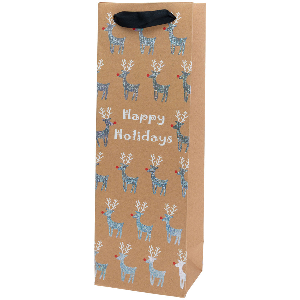 HAPPY HOLIDAYS DEER BOTTLE BAG