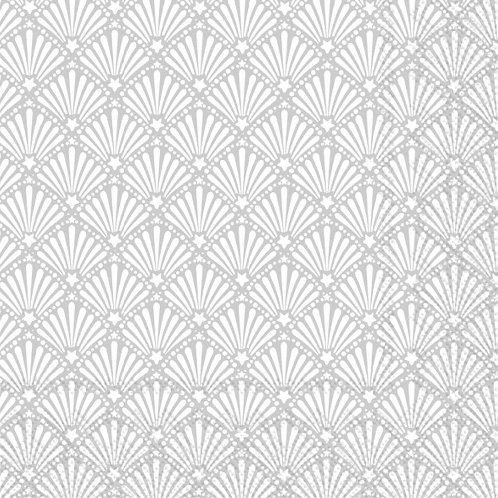 Rocaille Lunch Napkin White Silver