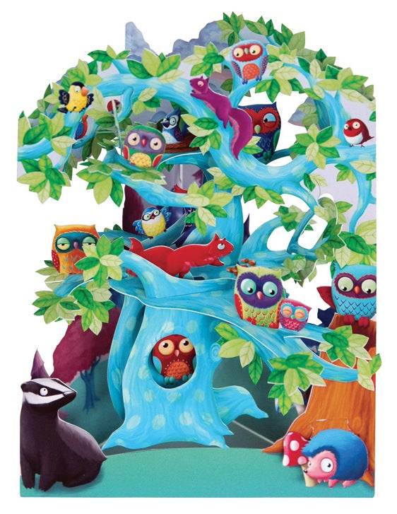 CARD/WOODLAND TREE OF BIRDS