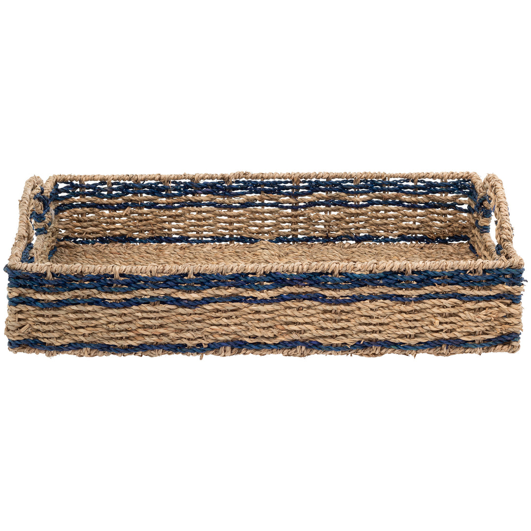 Seagrass and Navy Trays (Set of 2)