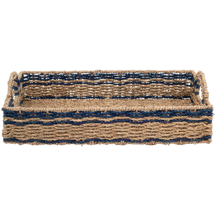 Seagrass and Navy Trays (Set of 2)