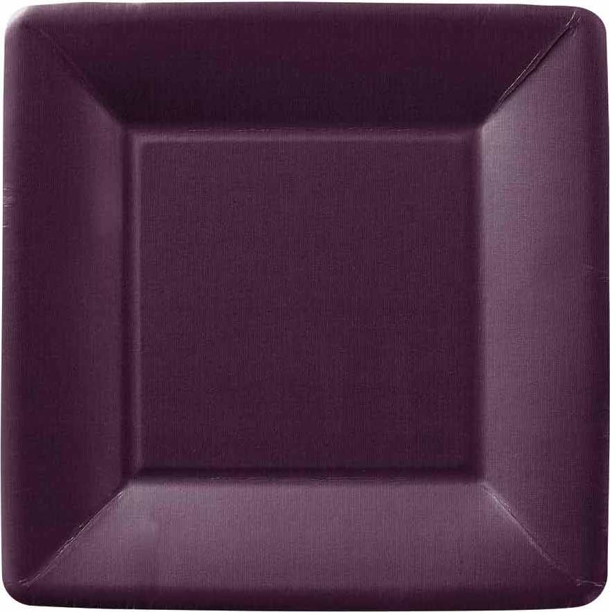 Classic Linen Square Dessert Plate Aubergine