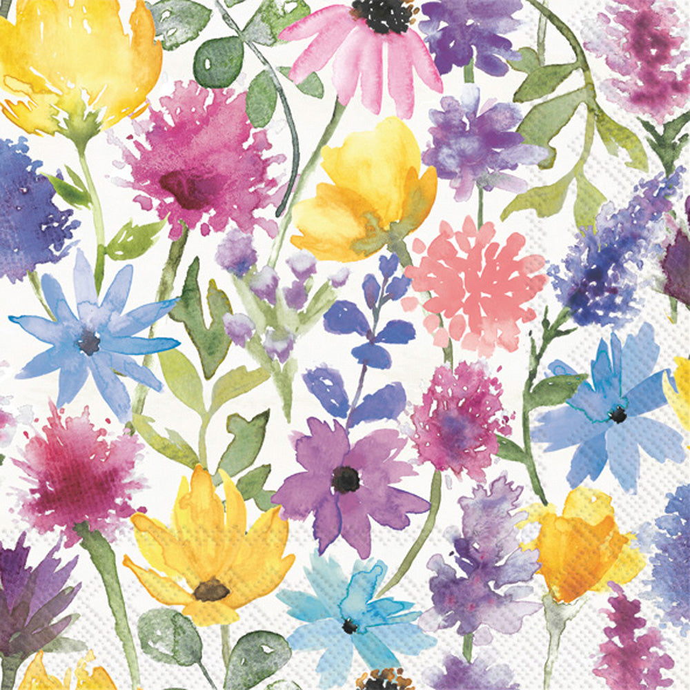 Summer Floral Cocktail Napkin Cream