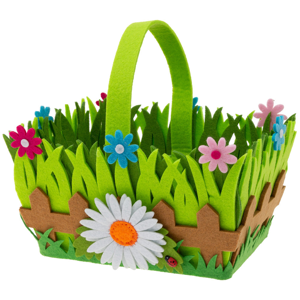 DAISY FLOWERS PICKET FENCE BASKET