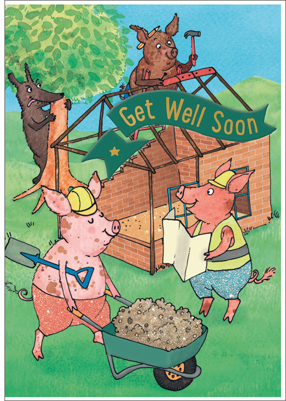 GET WELL CARD/THE 3 LITTLE PIG Inside: Get Well Soon