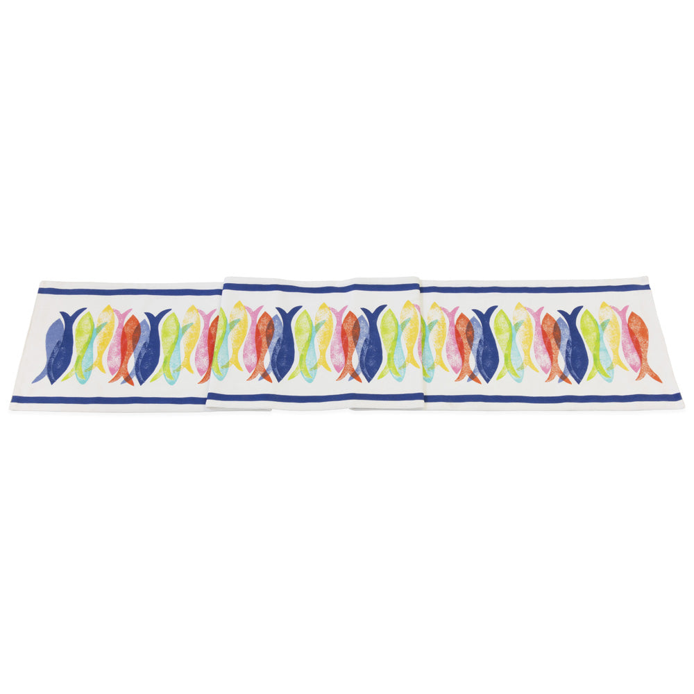 Hand Stamp Fish Table Runner