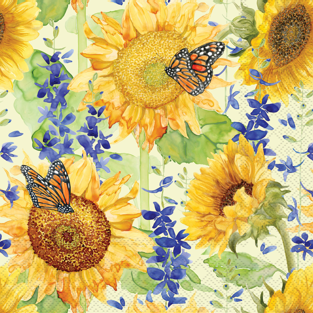 Sunflower and Larkspur Cocktail Napkin