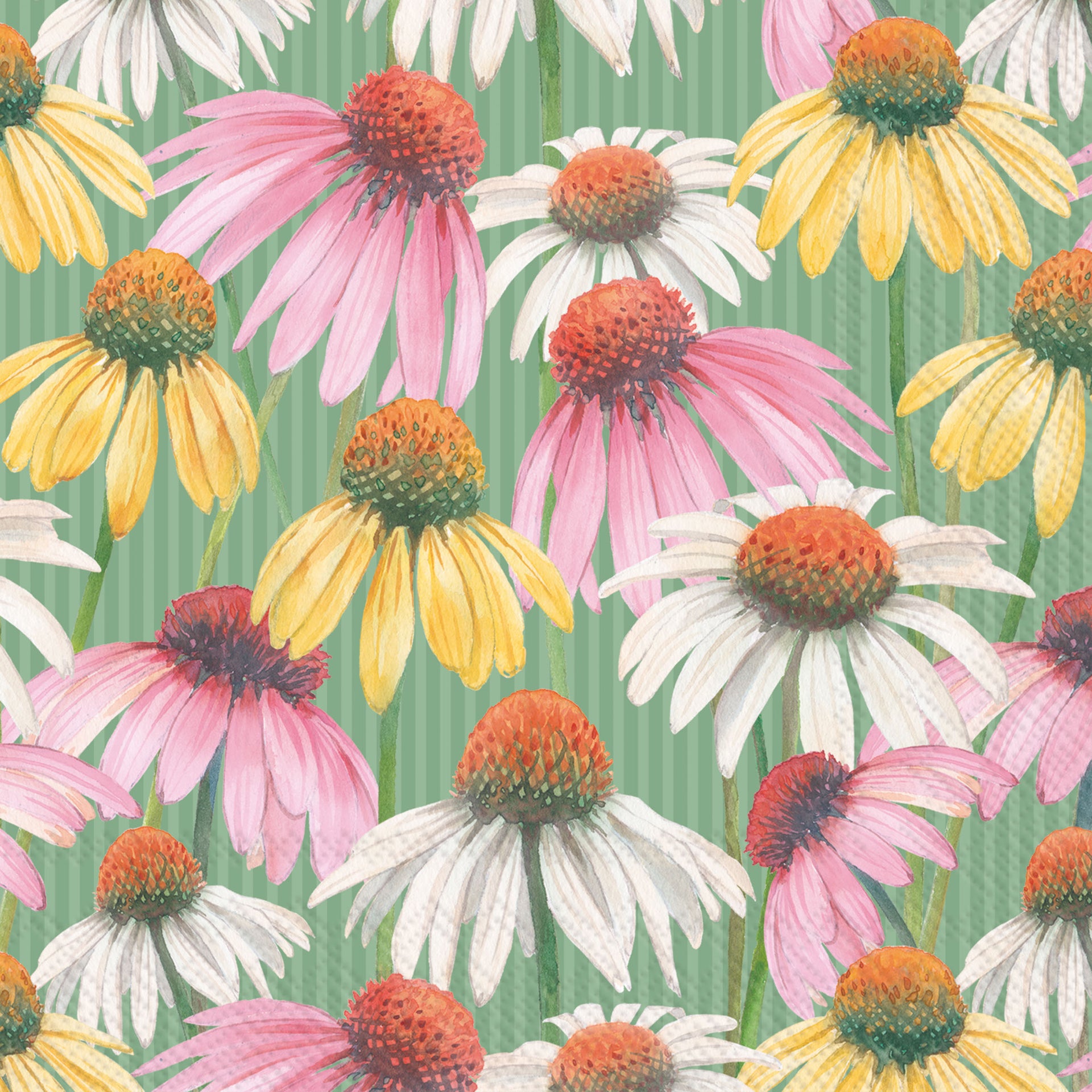 Pastel Garden Green Cocktail Napkin