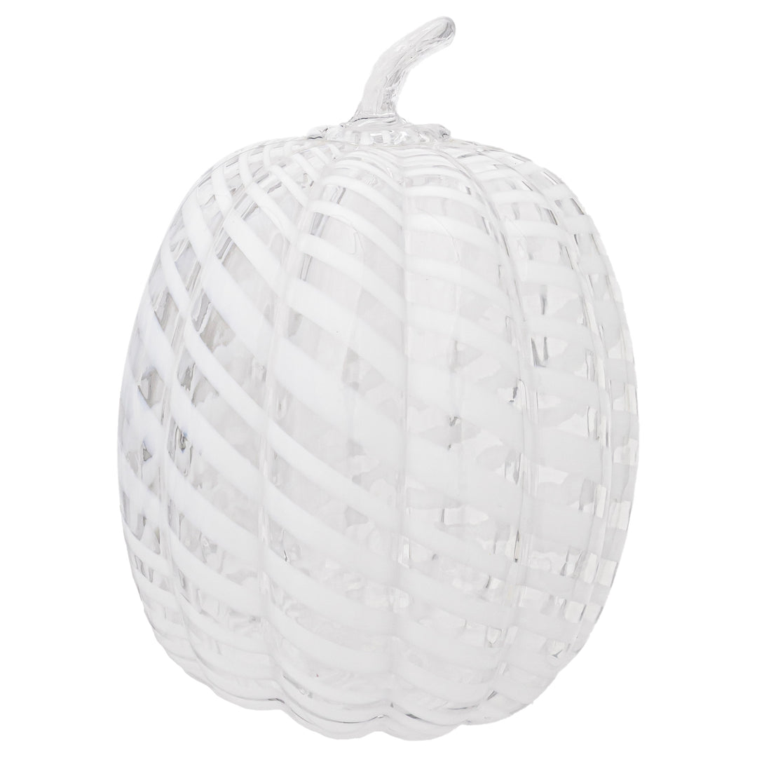 White Swirl Glass Pumpkin Large